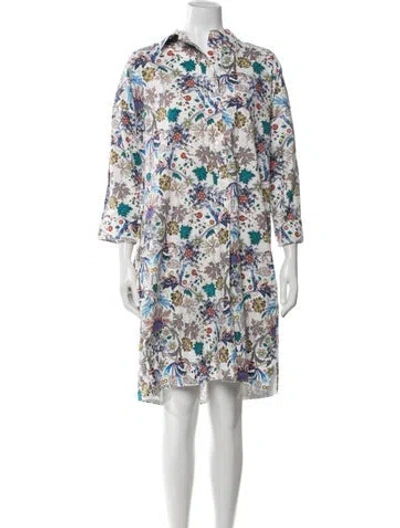 Pre-owned Sara Roka Floral Print Knee-length Dress In Blue