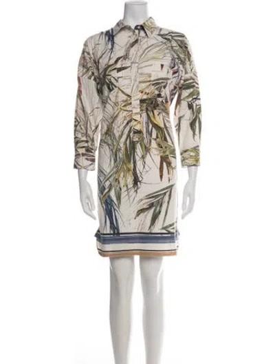 Pre-owned Sara Roka Floral Print Knee-length Dress In Green
