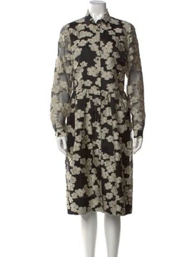 Pre-owned Sara Roka Floral Print Knee-length Dress In Neutral