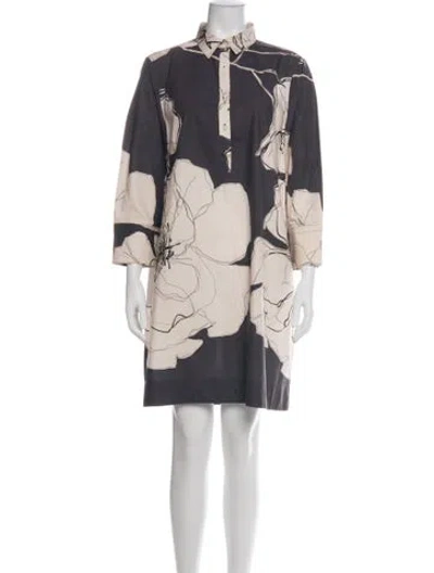Pre-owned Sara Roka Floral Print Knee-length Dress In Neutral