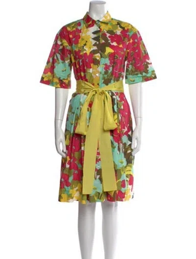 Pre-owned Sara Roka Floral Print Knee-length Dress In Pink
