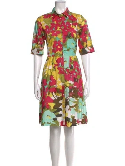 Pre-owned Sara Roka Floral Print Knee-length Dress In Pink