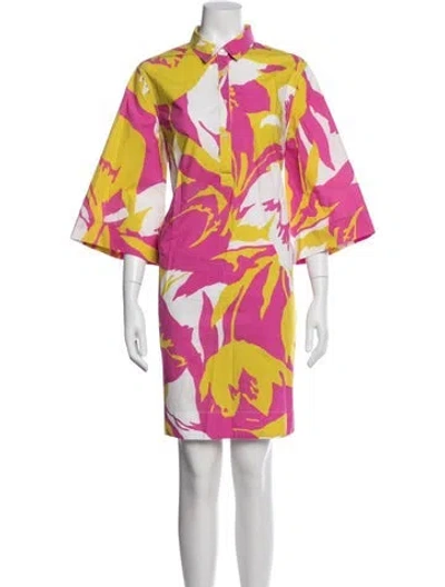 Pre-owned Sara Roka Floral Print Knee-length Dress In Pink