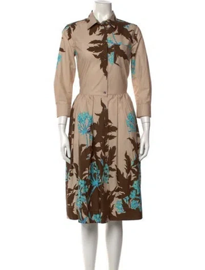 Pre-owned Sara Roka Floral Print Knee-length Dress W/ Tags In Neutral