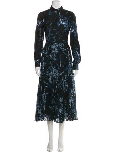 Pre-owned Sara Roka Floral Print Long Dress In Black