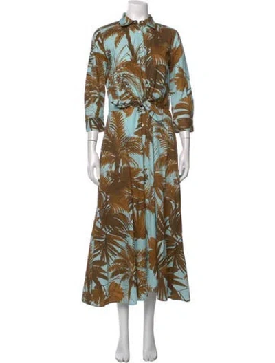 Pre-owned Sara Roka Floral Print Long Dress In Blue