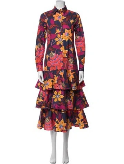 Pre-owned Sara Roka Floral Print Long Dress In Multi