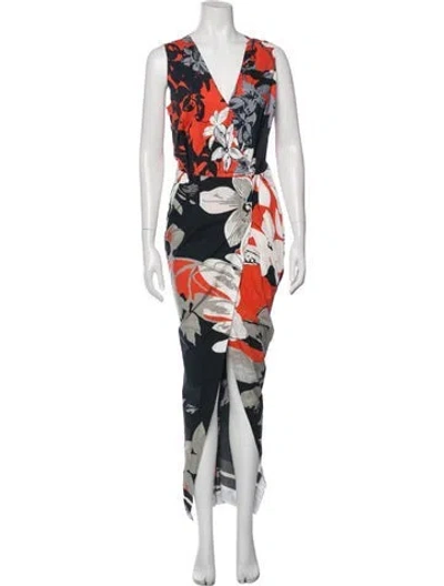 Pre-owned Sara Roka Floral Print Long Dress In Multi
