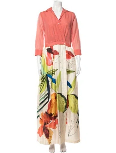 Pre-owned Sara Roka Floral Print Long Dress W/ Tags In Multi