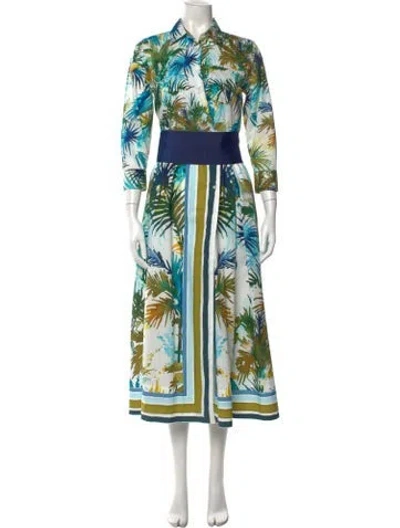 Pre-owned Sara Roka Floral Print Long Dress W/ Tags In Multi