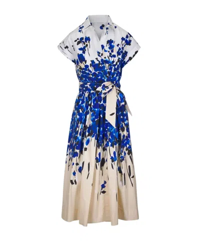Sara Roka Floral-print Midi Dress In Blue