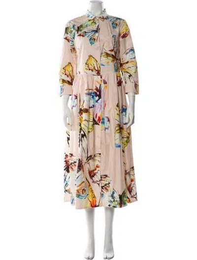 Pre-owned Sara Roka Floral Print Midi Length Dress In Blue