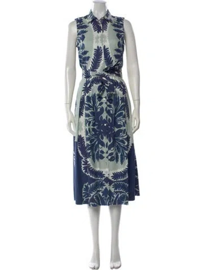 Pre-owned Sara Roka Floral Print Midi Length Dress In Blue