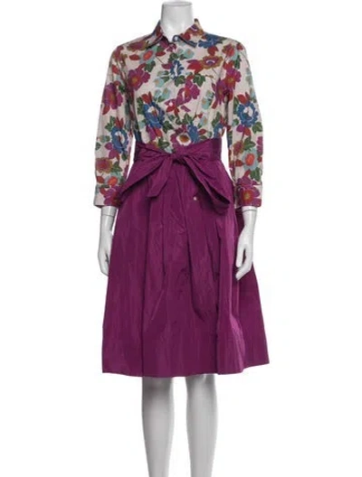 Pre-owned Sara Roka Floral Print Midi Length Dress In Purple