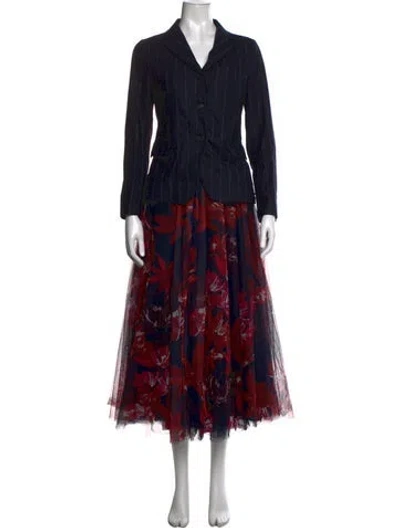 Pre-owned Sara Roka Floral Print Midi Length Dress In Red
