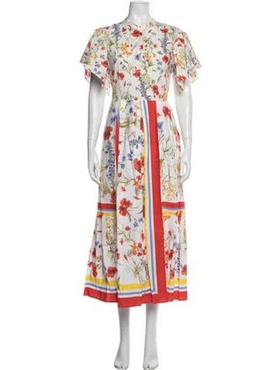 Pre-owned Sara Roka Floral Print Midi Length Dress W/ Tags In Multicolor