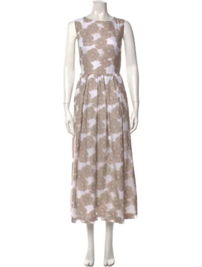Pre-owned Sara Roka Floral Print Midi Length Dress W/ Tags In Neutral