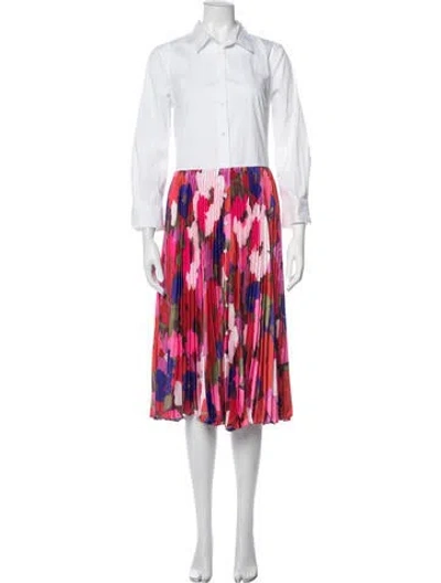 Pre-owned Sara Roka Floral Print Midi Length Dress W/ Tags In Red