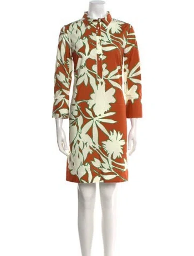 Pre-owned Sara Roka Floral Print Mini Dress In Brown
