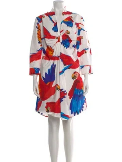 Pre-owned Sara Roka Floral Print Mini Dress In White