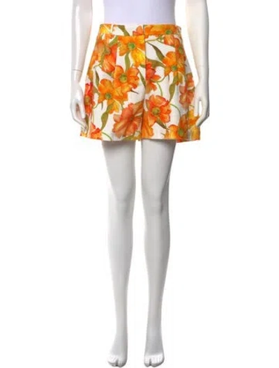 Pre-owned Sara Roka Floral Print Mini Shorts W/ Tags In Orange