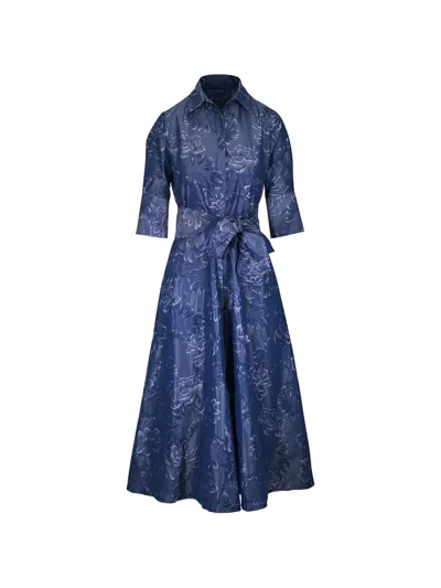 Sara Roka Floral-pattern Dress In Blue