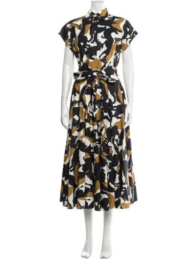 Pre-owned Sara Roka Graphic Print Midi Length Dress In Black
