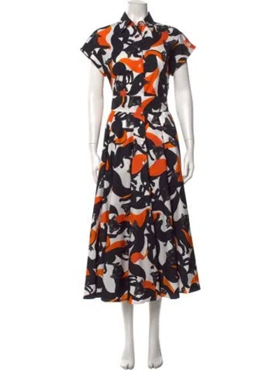 Pre-owned Sara Roka Graphic Print Midi Length Dress W/ Tags In Black