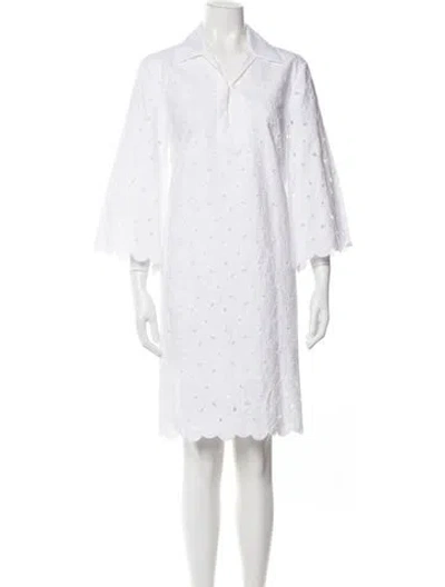 Pre-owned Sara Roka Lace Pattern Knee-length Dress In White