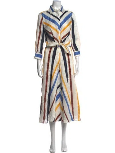 Pre-owned Sara Roka Linen Midi Length Dress In Neutrals