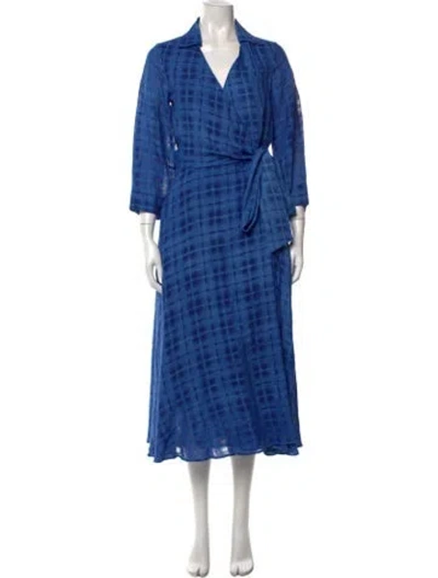 Pre-owned Sara Roka Linen Midi Length Dress W/ Tags In Blue