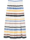 Sara Roka Striped Long Skirt In White