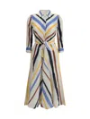 Sara Roka Striped Midi Dress In Fluid Linen Stripes