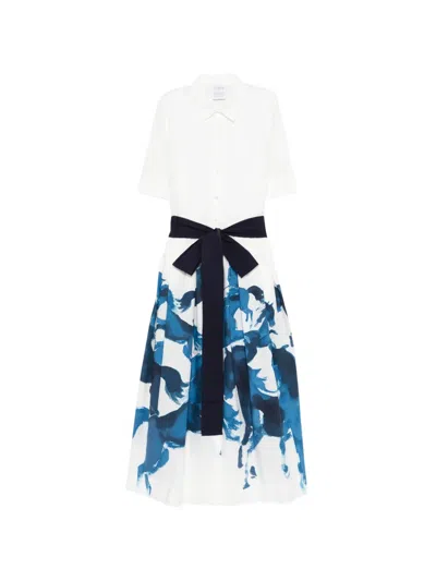 Sara Roka Margie Horse-print Midi Dress In Multi