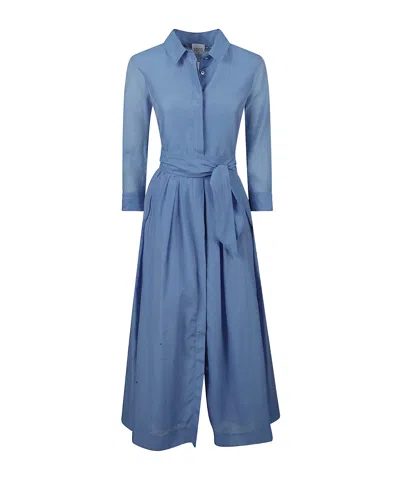 Sara Roka Maxi Shirt Dress In Blue