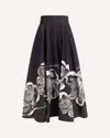 Sara Roka Midi Skirt With Floral Print In Black