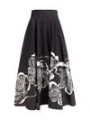 Sara Roka Midi Skirt With Floral Print In Black