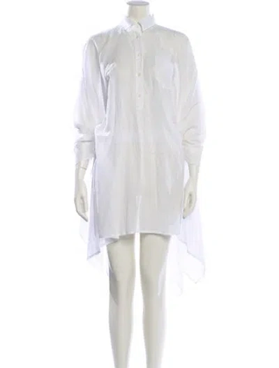 Pre-owned Sara Roka Mock Neck Mini Dress In White