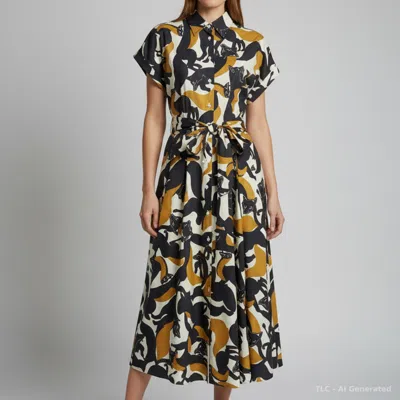 Pre-owned Sara Roka Multicolor Printed Cotton Button Front Danielle85 Dress L
