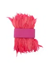 Sara Roka Feather-trim Belt In Pink