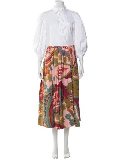 Pre-owned Sara Roka Paisley Print Midi Length Dress In Yellow