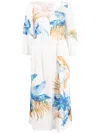 Sara Roka Palm Tree-print Maxi Dress In White