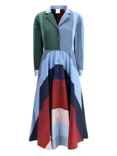 SARA ROKA PANELLED FLARED SHIRT DRESS