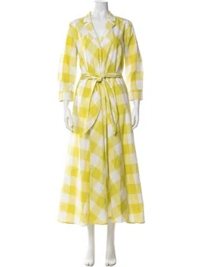 Pre-owned Sara Roka Plaid Print Long Dress In Green