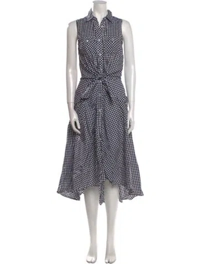 Pre-owned Sara Roka Plaid Print Long Dress In Multi