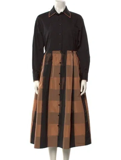 Pre-owned Sara Roka Plaid Print Long Dress In Multi
