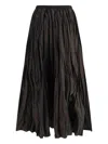 Sara Roka Crinkle-effect Design Pleated Midi Skirt In Brown