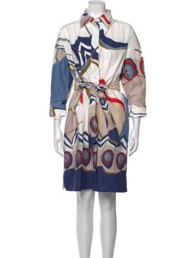 Pre-owned Sara Roka Printed Knee-length Dress W/ Tags In Blue