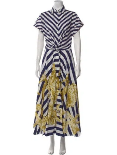 Pre-owned Sara Roka Printed Long Dress In Blue