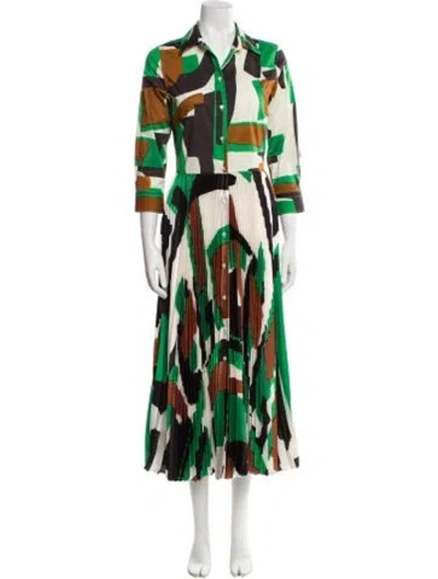 Pre-owned Sara Roka Printed Long Dress In Green